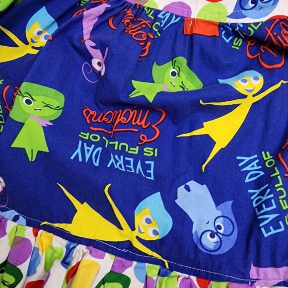 Disney Pixar Inside Out 2 Girls Handmade Boutique Colorful Ruffle Dress Size 7-8 - Picture 8 of 9